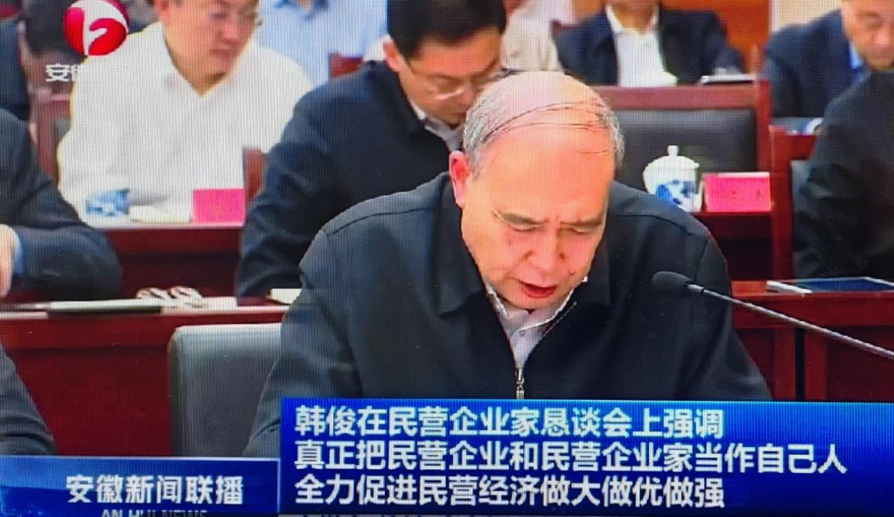 01-圖為皖南電機(jī)黨委書記、副董事長(zhǎng)管兵在作重點(diǎn)發(fā)言。（視頻截圖）
